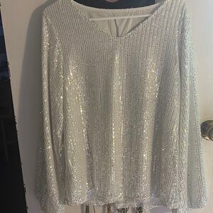 Shimmering Silver Women's Sequin Blouse